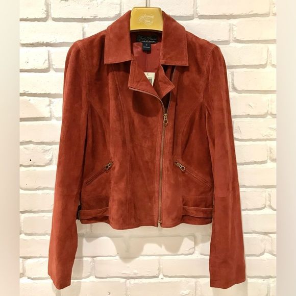 LUCKY BRAND 2 PIECE RUST SUEDE MOTORCYCLE MOTO JACKET & MATCHING PANTS 70s RETRO - Picture 14 of 15